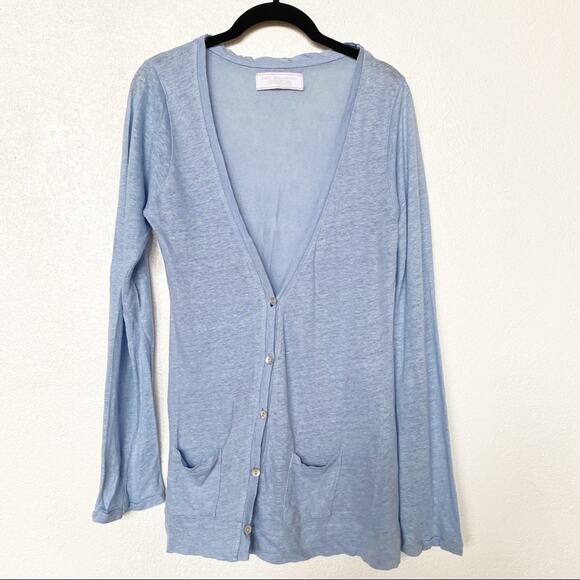 Zara Light Blue Long Sleeve Cardigan Size Medium - Picture 1 of 9
